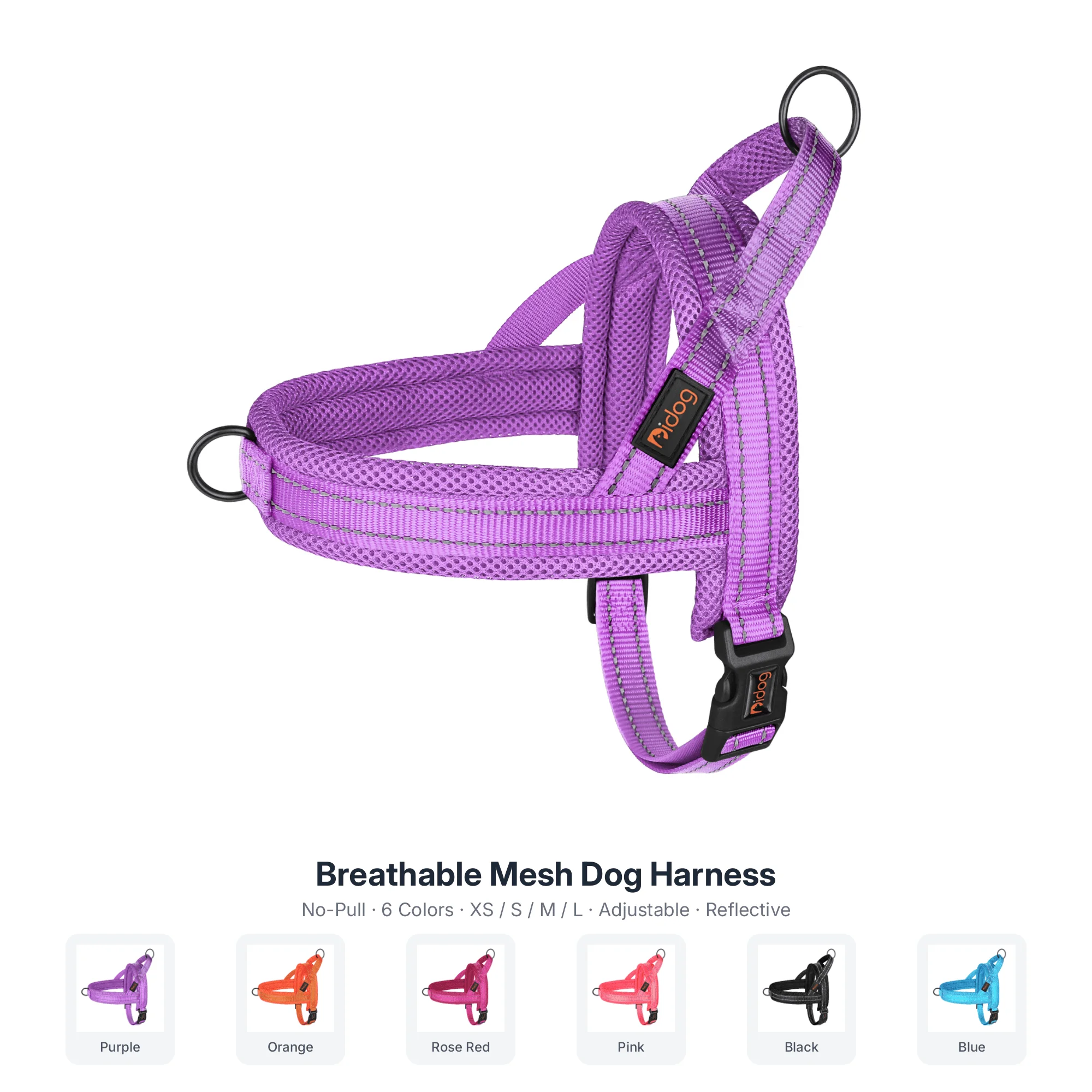 No Pull Nylon Dog Harness Mesh Padded Pet Harnesses Reflective Dog Walking Training Vest Breathable for Small Medium Large Dogs