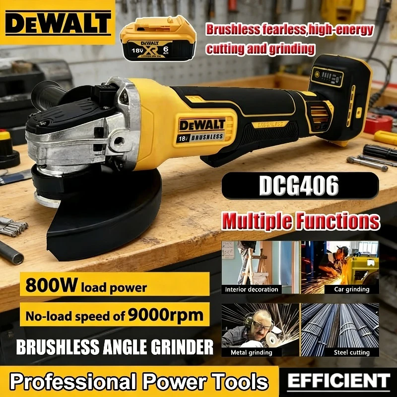

Аккумуляторная угловая шлифмашина Dewalt DCG406 125 мм, бесщеточная, 9000 об/мин, для резки и полировки, перезаряжаемый электроинструмент