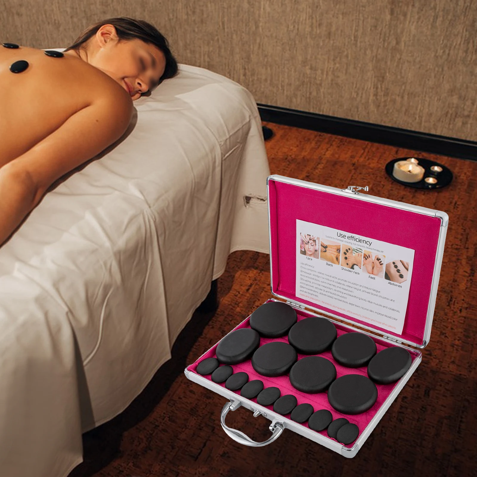 

Hot Stones Massage Set, 16 Pcs Basalt Hot Stones with Heater Kit for Relieving Muscular Aches, Pains, Back Pain, Stress