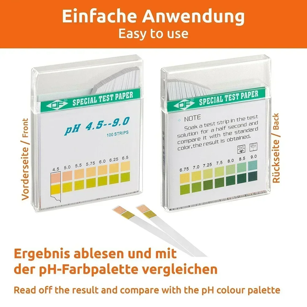 Imagem -06 - Pacote Tira de Teste de Valor de ph 4.5-9.0 ph Ácido Alcalino Indicador Papel Água Saliva Kit de Teste de Tornassol Água Potável Aquário 100 Unidades