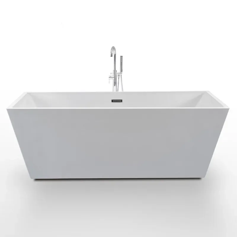Square Acrylic Freestanding Bathtub, Thin Straight‑Edge Design Soaking Tub For Household Hotel Bathroom Factory Direct Supply