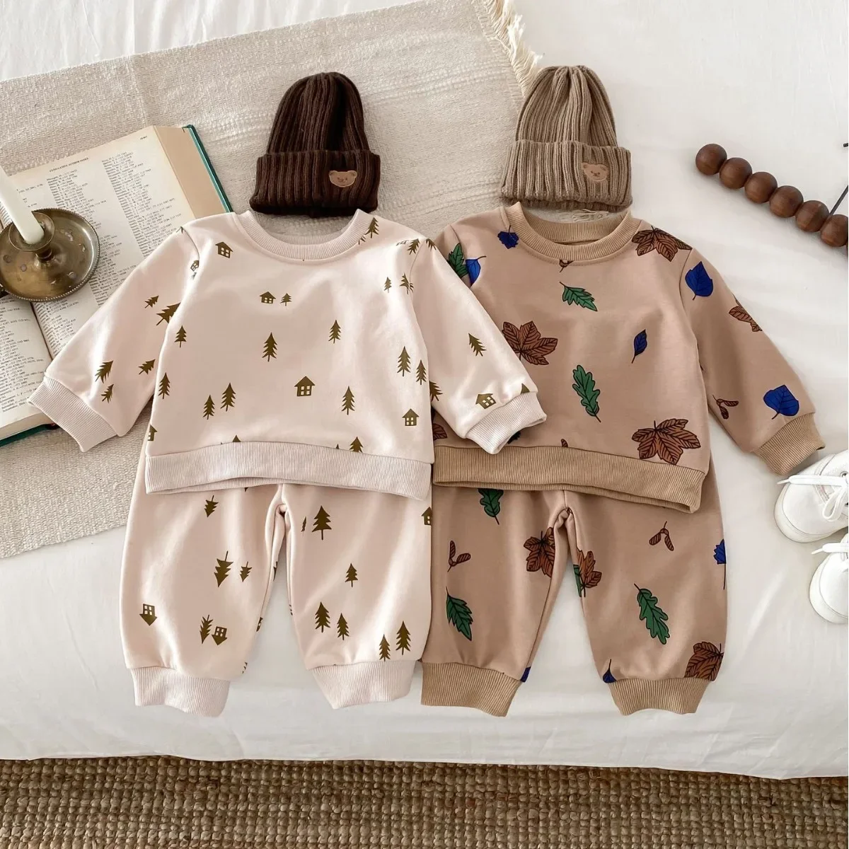 2024 Spring New in Kids Baby Girls Boys Active Clothes Set 2pcs Infant Print Sweatshirt+pants Toddler Cotton Clothing 3M-4Y