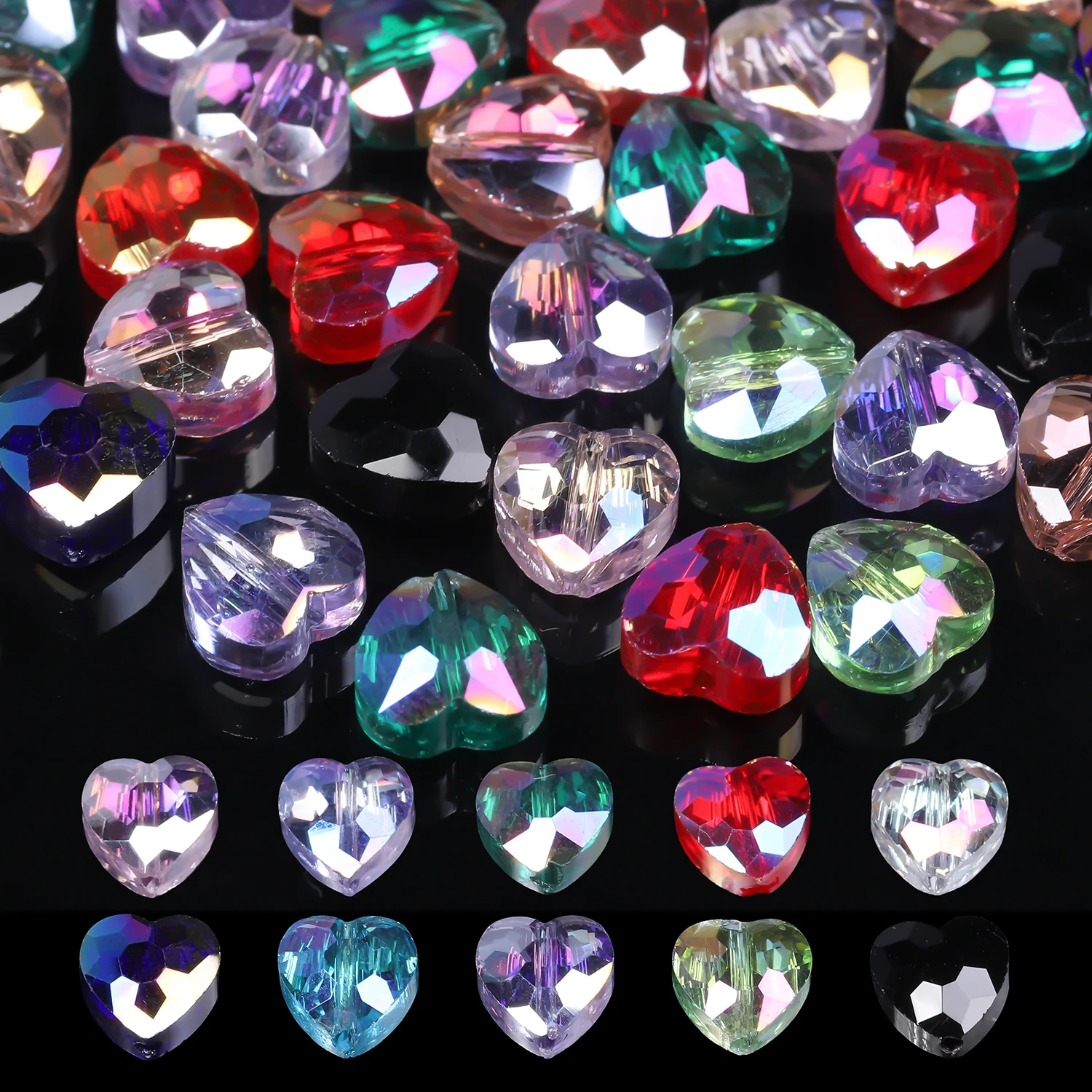 

8mm 30pcs Colorful Austria Crystal Heart Shape Loose Beads for Jewelry Making DIY Bracelet Necklace Earring Valentine's Day Gifs