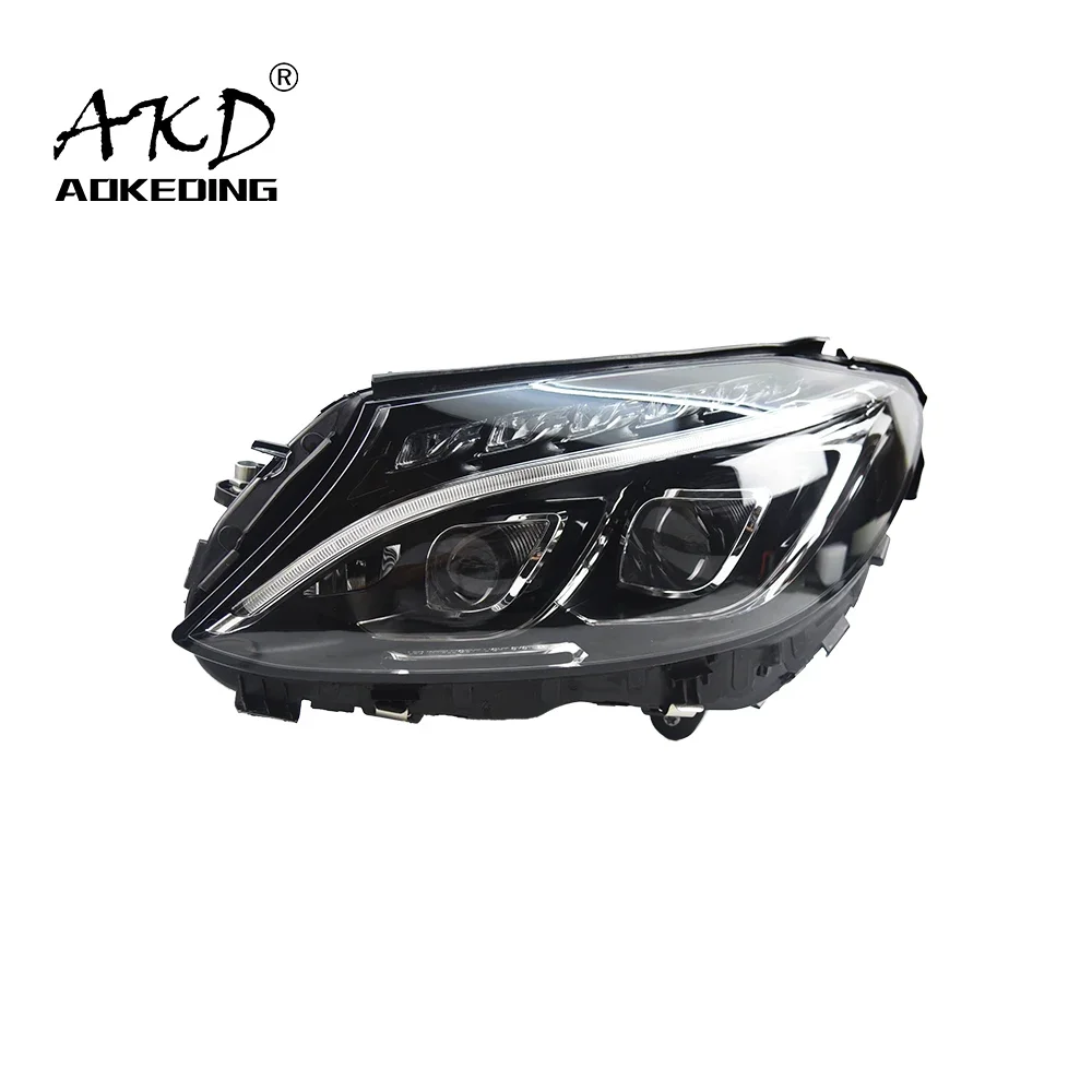 AKD Car Styling Head Lamp for W205 headlights 2014-2019 W205 LED Headlight Bi LED Projector Lens C180 C200 C300 DRL Signal Lamp