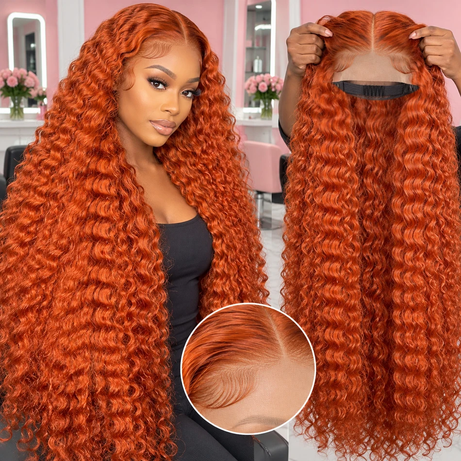 Lace Front Wigs - Pre Colored Ginger Orange Deep Wave