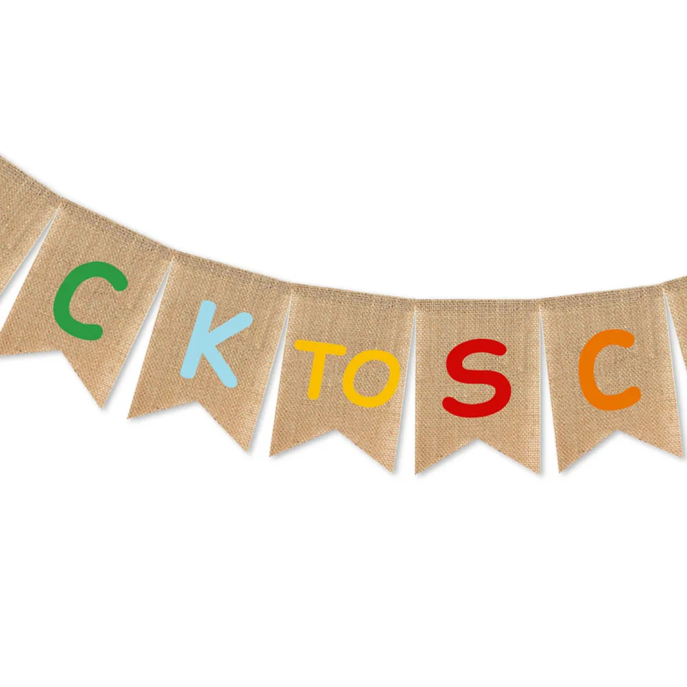 لافتة العودة إلى المدرسة من الخيش المعلقة لتزيين الحفلات بدءا سحب المدرسة وديكور الفصول الدراسية في اليوم الأول