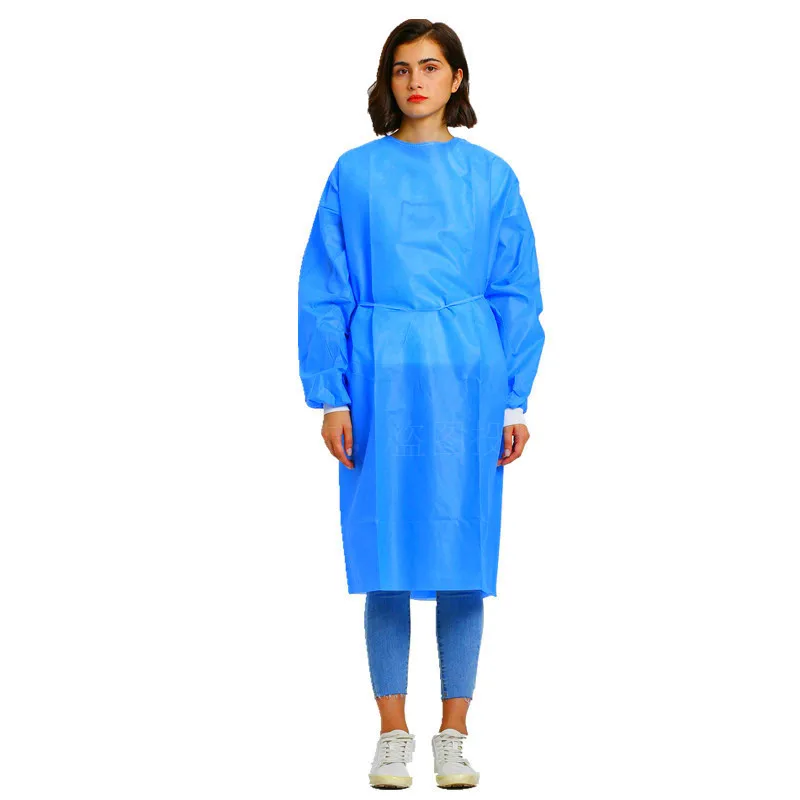 

Disposable Thickened Protective Nursing Gown Dustproof Isolation Clothing Clothing SMS Non-woven Thread Cuffs Reverse Wearing