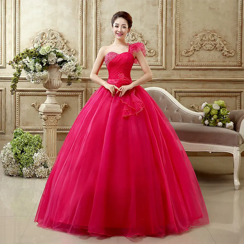 Customized New Tulle Ball Gown Fashionable One-shoulder Floor-length Puffy Dresses For Prom Simple Elegant Quinceanera Dresses