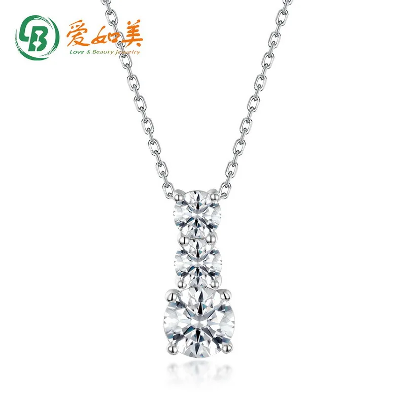 

Three-Life Stone Clavicle Chain, 18K Gold, PT950 Platinum, Gold-plated with 7 Layers, Moissanite Necklace