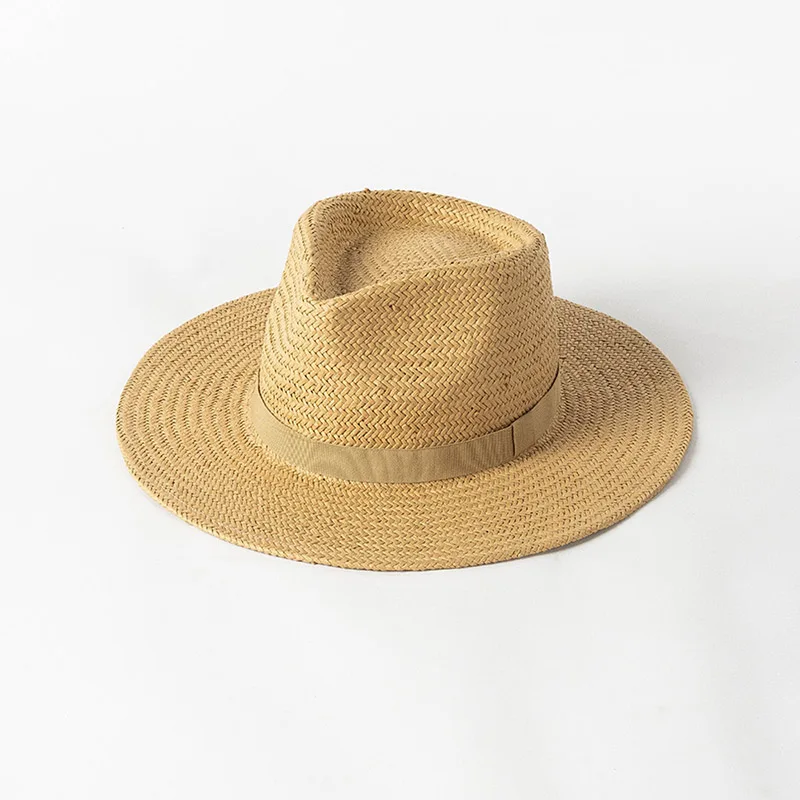 Spring Summer New Fashion Casual Women Men Caps Panama Jazz Paper Straw Hat Outdoor Vacation Sun Protection Sun Beach Boater Hat