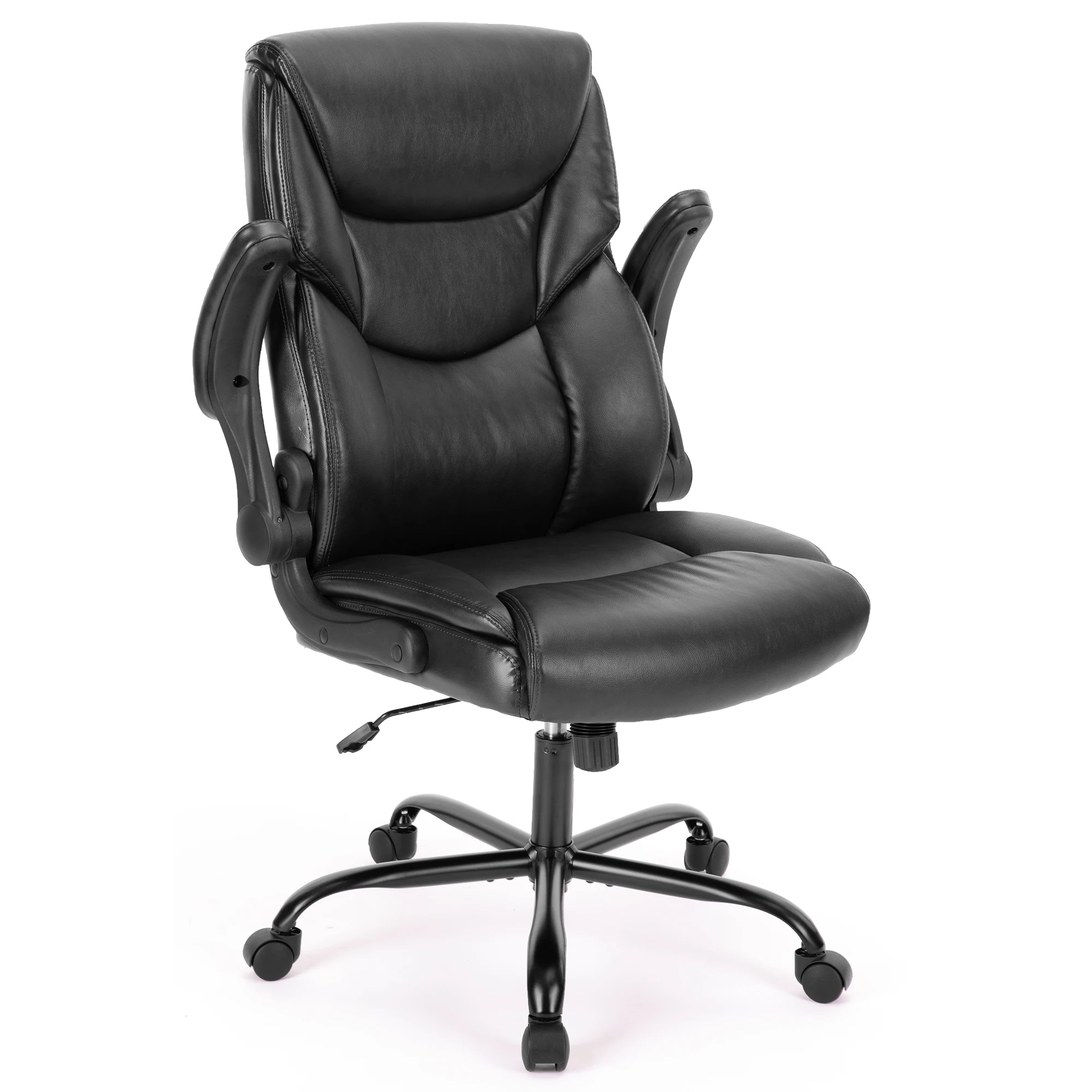 MCQ MCQ PU Leather Desk Chair Ergonomic Office Chair Flip-up Armrest Swivel Task Chair for Home Study Work - Aliexpress Deal