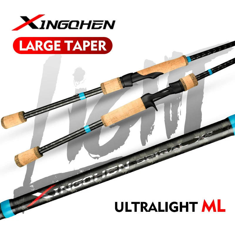 1.95/2.08m ML carbon hollow tip large taper bass fishing rod super light spinning trout rod lure weight 3.5-18g