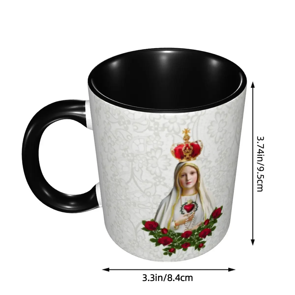 Our Lady Of Fatima Virgin Mary Coffee Mug DIY Personalized Portugal Rosary Catholic Ceramic Milk Tea Mug Cup
