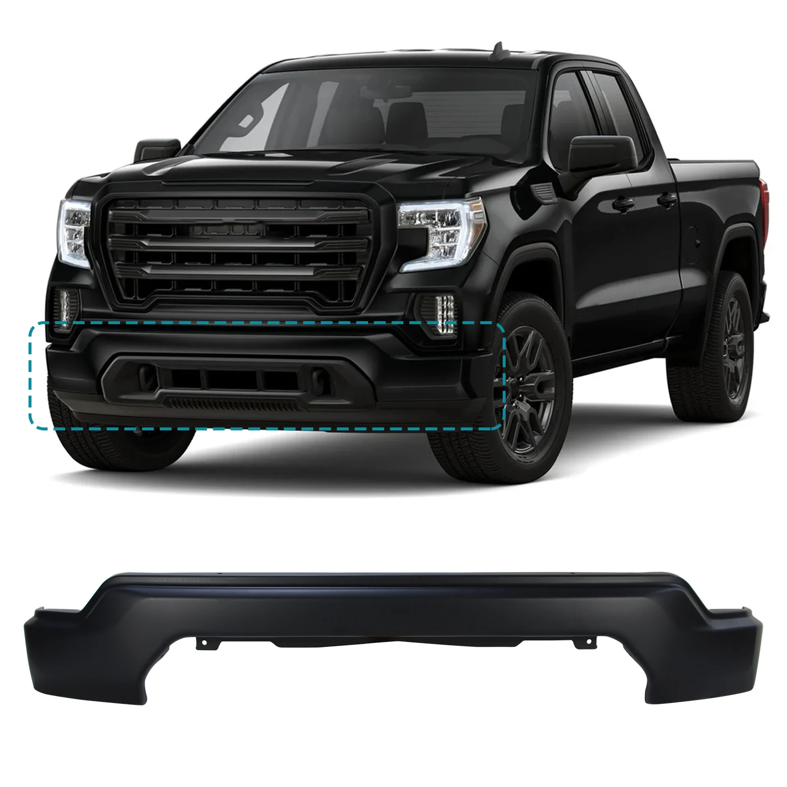 

Primered Steel Front Bumper Face Bar for 2019-2021 GMC Sierra 1500 w/o Park