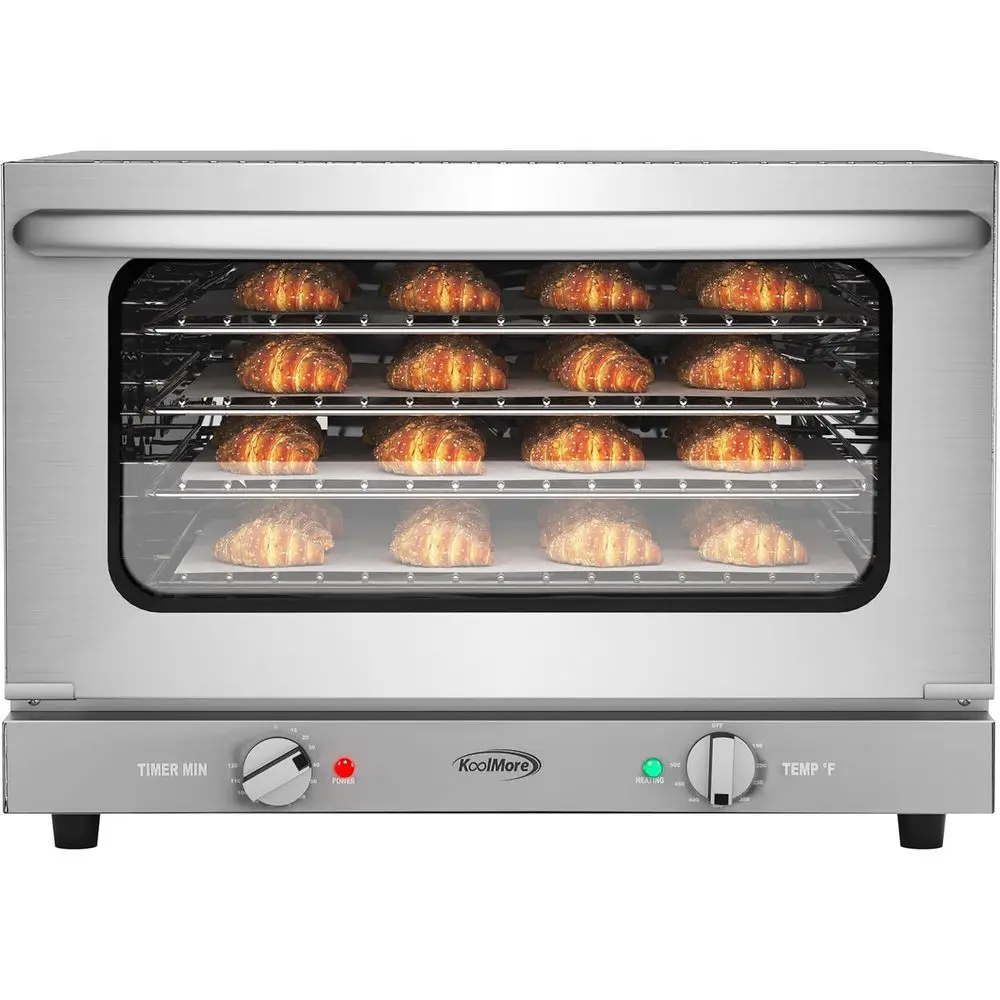 

23 in. Commercial Countertop Convection Oven or Hal-Size Pans with 4 Racks 1600W o Power in Stainl-Steel, ETL Listed or Saety an