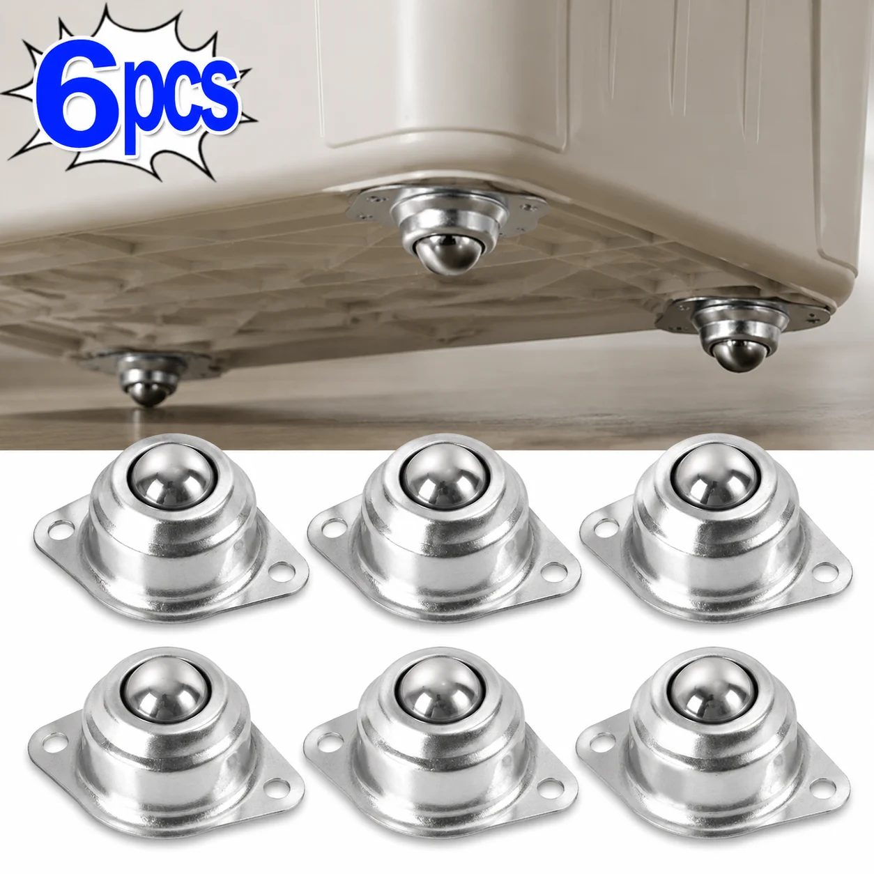 1-6pcs Galvanized Ball Transfer Unit Caster Wheel Universal Round Swivel Roller for Machinery Trolley Furniture Conveyor