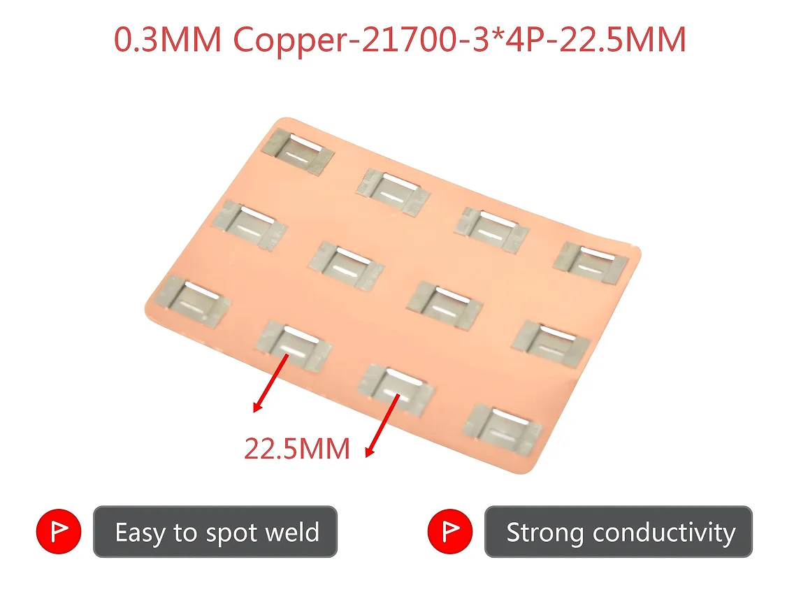 WELLGO 10PCS 3*4P 21700 Nickel Tab Battery Spot Welding 22.5MM Copper Nickel Sheets Customized Size For Battery Welding
