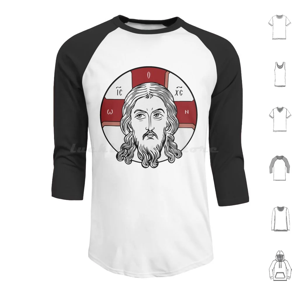 Icon Not Made With Hands | The Holy Face | Face Of Christ Hoodie cotton Long Sleeve Orthodox Iconography Vector