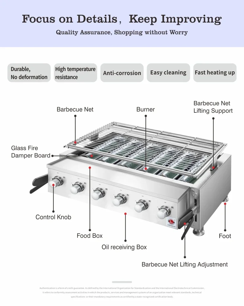 Restaurant kitchen equipment Infrared ceramic plate burner Gas Barbecue Stove