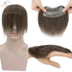 Rich Choices-Peluca Frontal de 7x15cm para hombres, extensión de cabello Natural, pérdida de línea de cabello, cabello humano liso, peluquín de repuesto