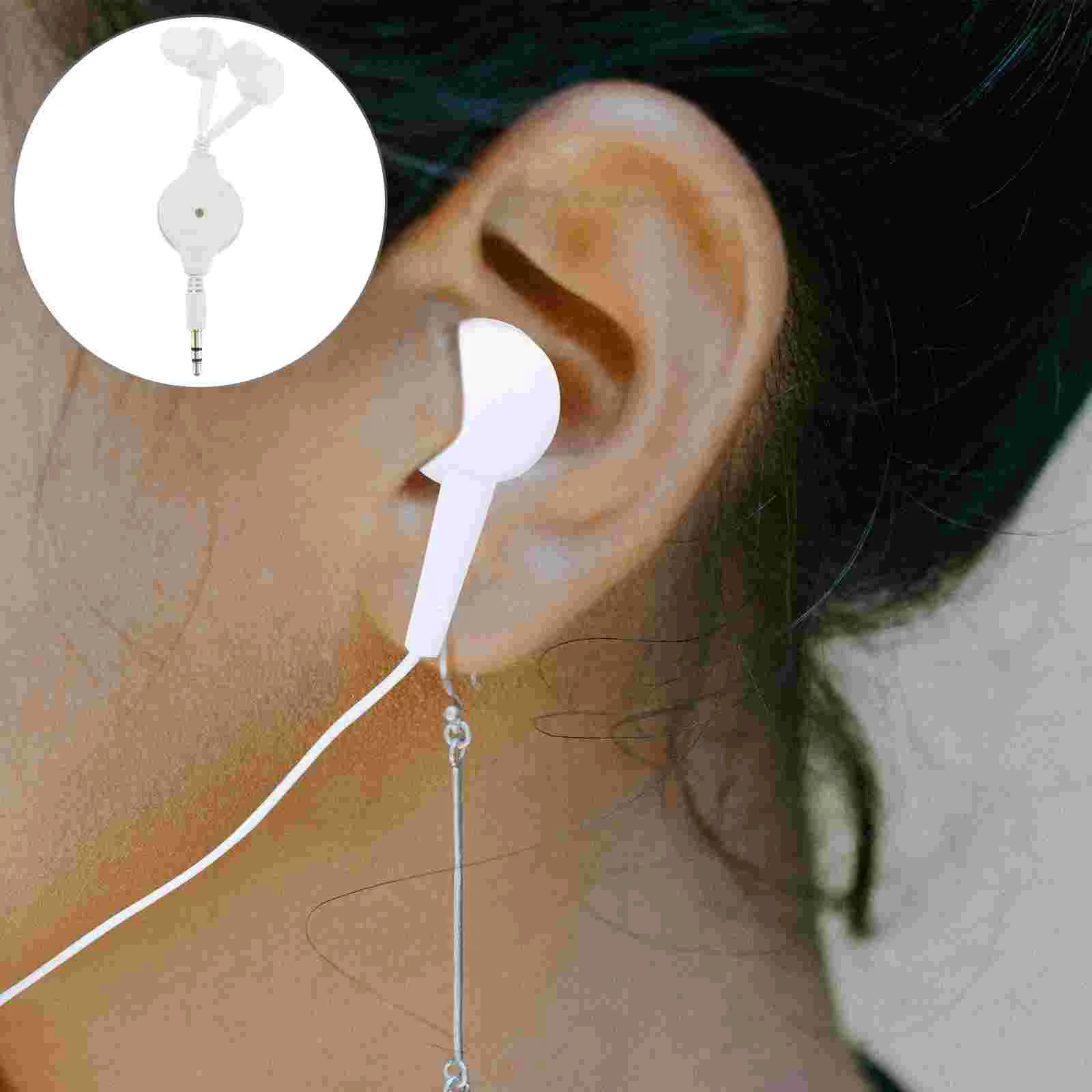 Ear Earphone Retractable Plugs Wired Earbuds 3.5Mm Headphones Earphones Earplugs Wrap Sound Noise Mini Around Over Mic Headset