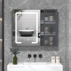 Space Aluminum Bathroom Cabinet Wall-mounted Nordic Storage Fog Removal Mirror Cabinets Home Furniture Arredo Bagno FYBC