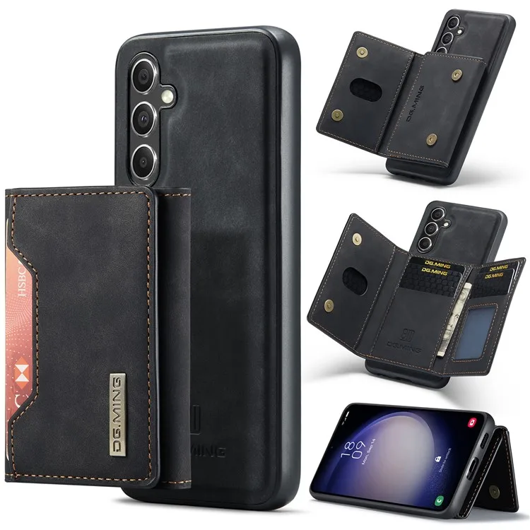 

DG.MING M2 Series for Samsung Galaxy A56 5G Case PU + PC + TPU Phone Cover Detachable Wallet - Black
