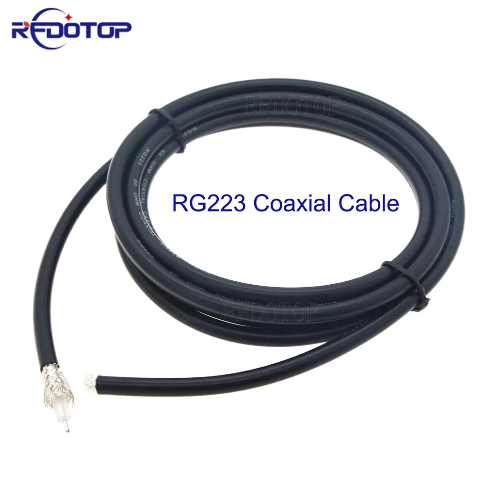 

Black RG223 RG-223 Double Shielded 50-3 Low Loss 50 Ohm High Quality RF Coaxial Cable Jumper Wire Cord 1M-200M