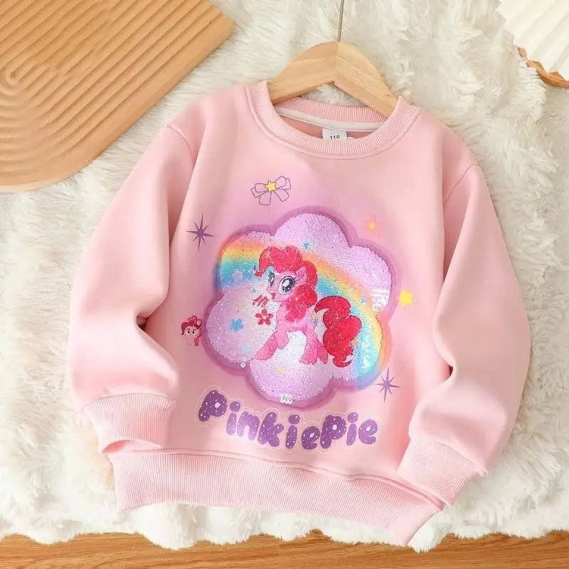 

New Cartoon Comfortable Hooded Round Neck One-Piece Velvet Long Sleeved Upper Garment Cute My Little Pony Kawaii Anime Sweater