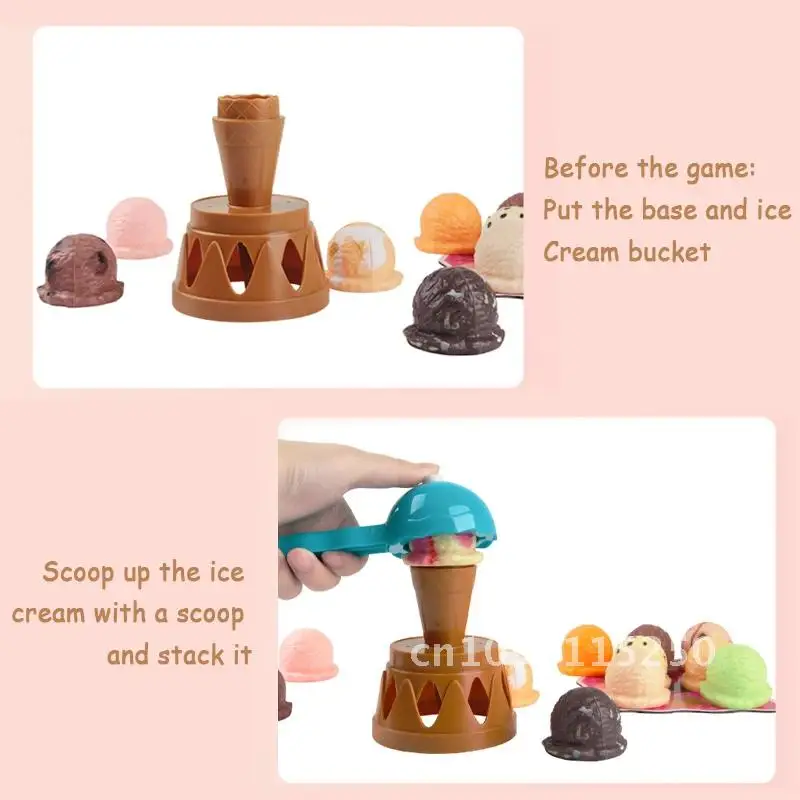 Bambini Gelato Stack Simulazione Giocattoli Giochi di Equilibrio Torre Cibo Montessori Per Il Bambino Cucina Giocattolo Finta Regali Educativi