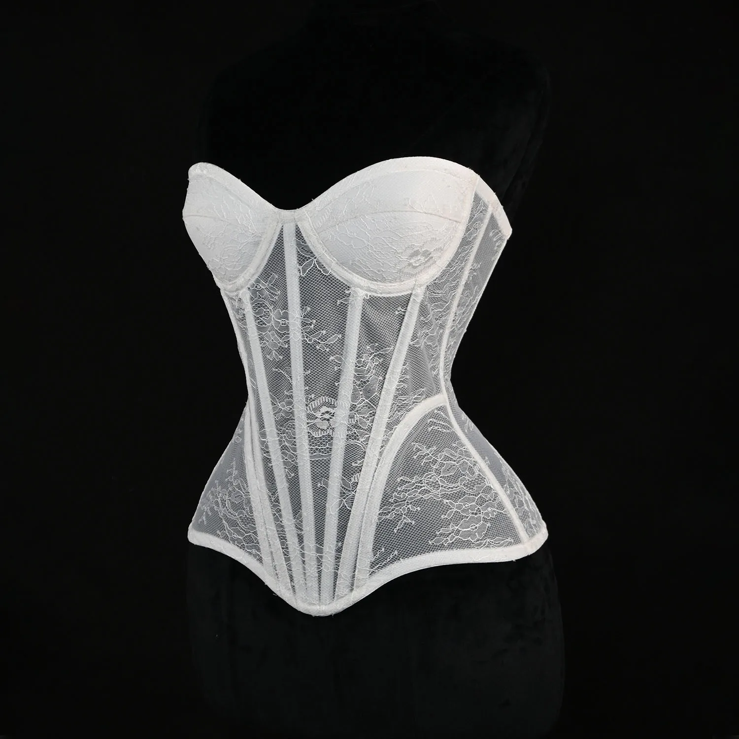 White Lace Corset Women Black Sexy Corsets 8 Sizes XXS-3XL Retro Court Strap Style Underwear Can Be Worn Outside