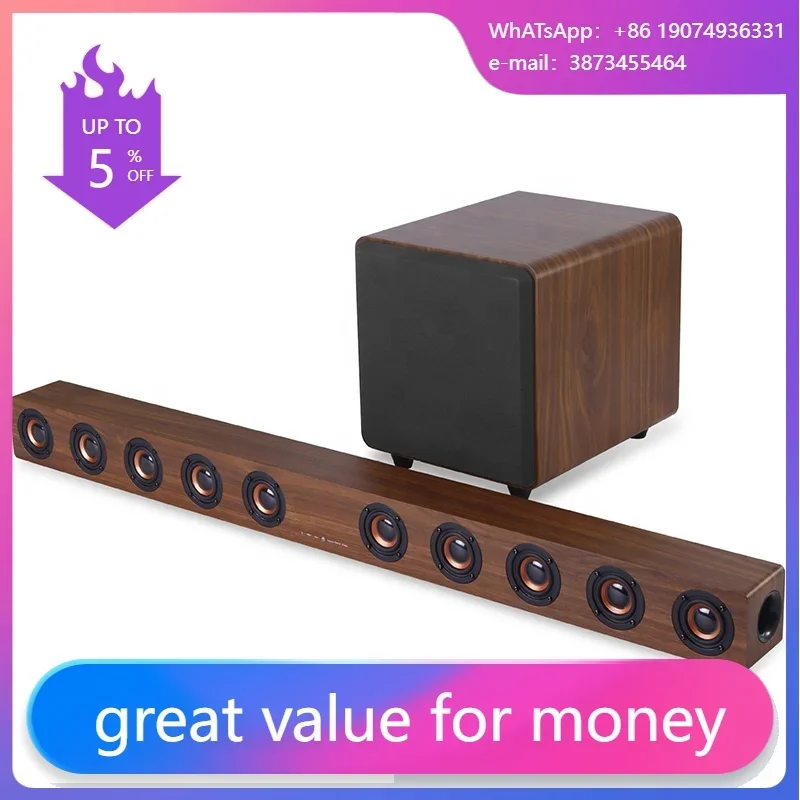 

39.5-Inch TV Sound Bar With Subwoofer 2.1 Soundbar For TV Coaxial/Optical/Aux/USB/TF Card With EQ Adjustable Surround Sound