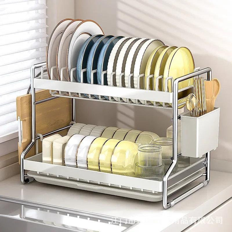 Bowl and Dish Drain Rack Countertop Kitchen Sink Bowl and Dish Rack Light Luxury Multifunctional Bowl and Chopstick Storage Rack