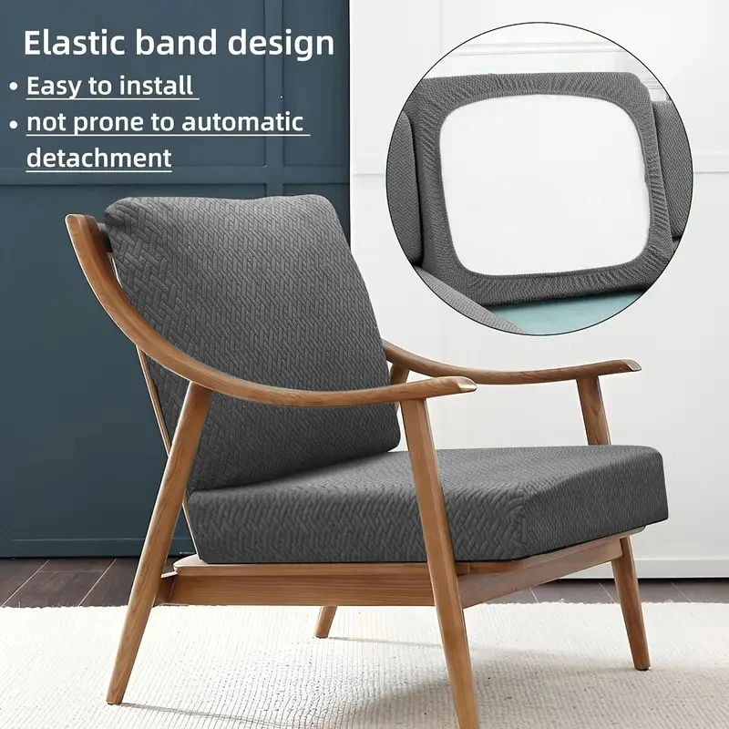 Bild 5: Jacquard-Terrassen-Sofabezüge, elastischer, rutschfester Sofa-Schonbezug, einfarbig, für den Außenbereich, Garten, Sofa, Sitzbezug