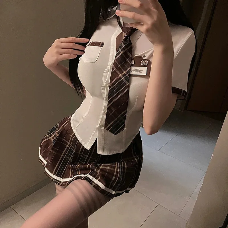 2025 New Sexy Schoolgirl Cosplay Lingerie for Women Costumes Students Uniform Roleplay Pleated Mini Skirt Sexy Naughty Clot ★ ★