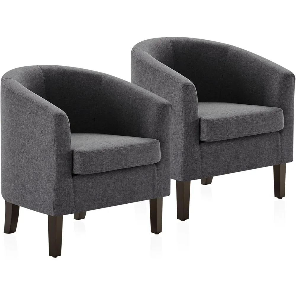 

Living Room Chairs Set of 2, Linen Round Accent Barrel Chairs, Club Tub Sofa Chairs for Bedroom, Corner Chairs with Flared Legs