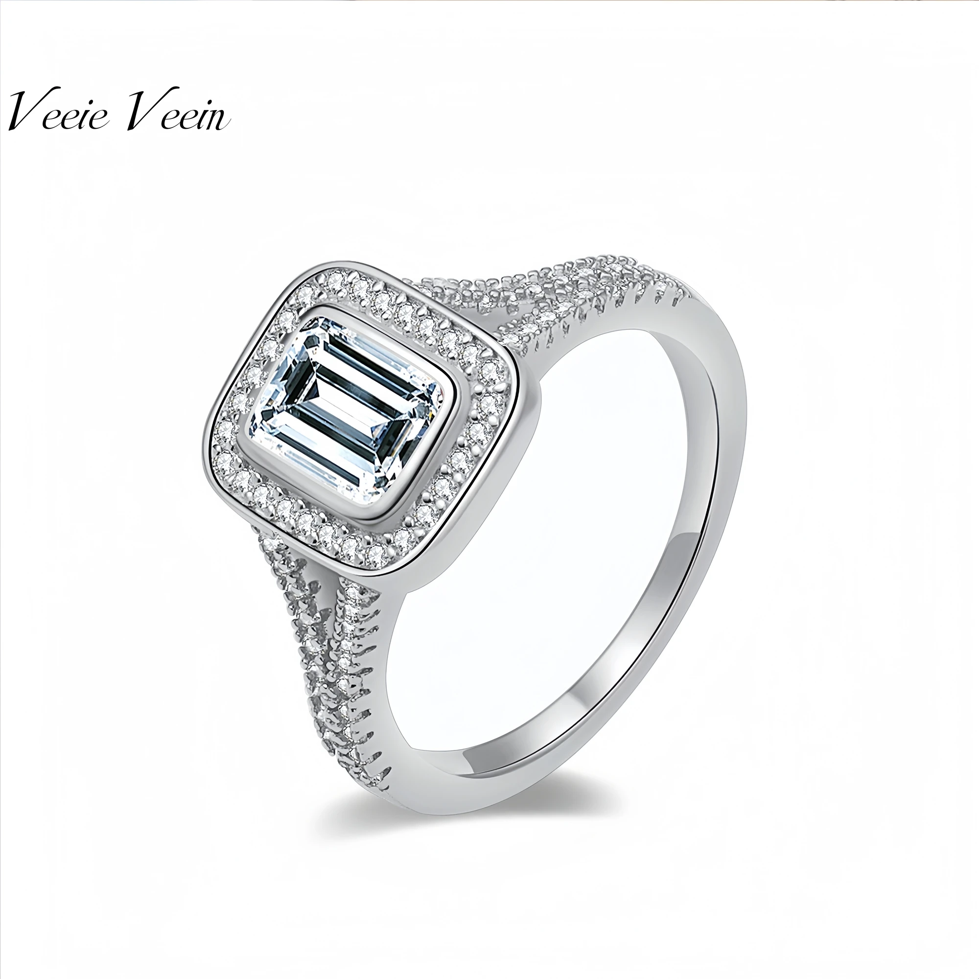 

Veeie Veein Элитный бренд S925 Кольцо из стерлингового серебра 1 карат Простой модный муассанит Сертификат GRA Женское кольцо Ювелирные изделия