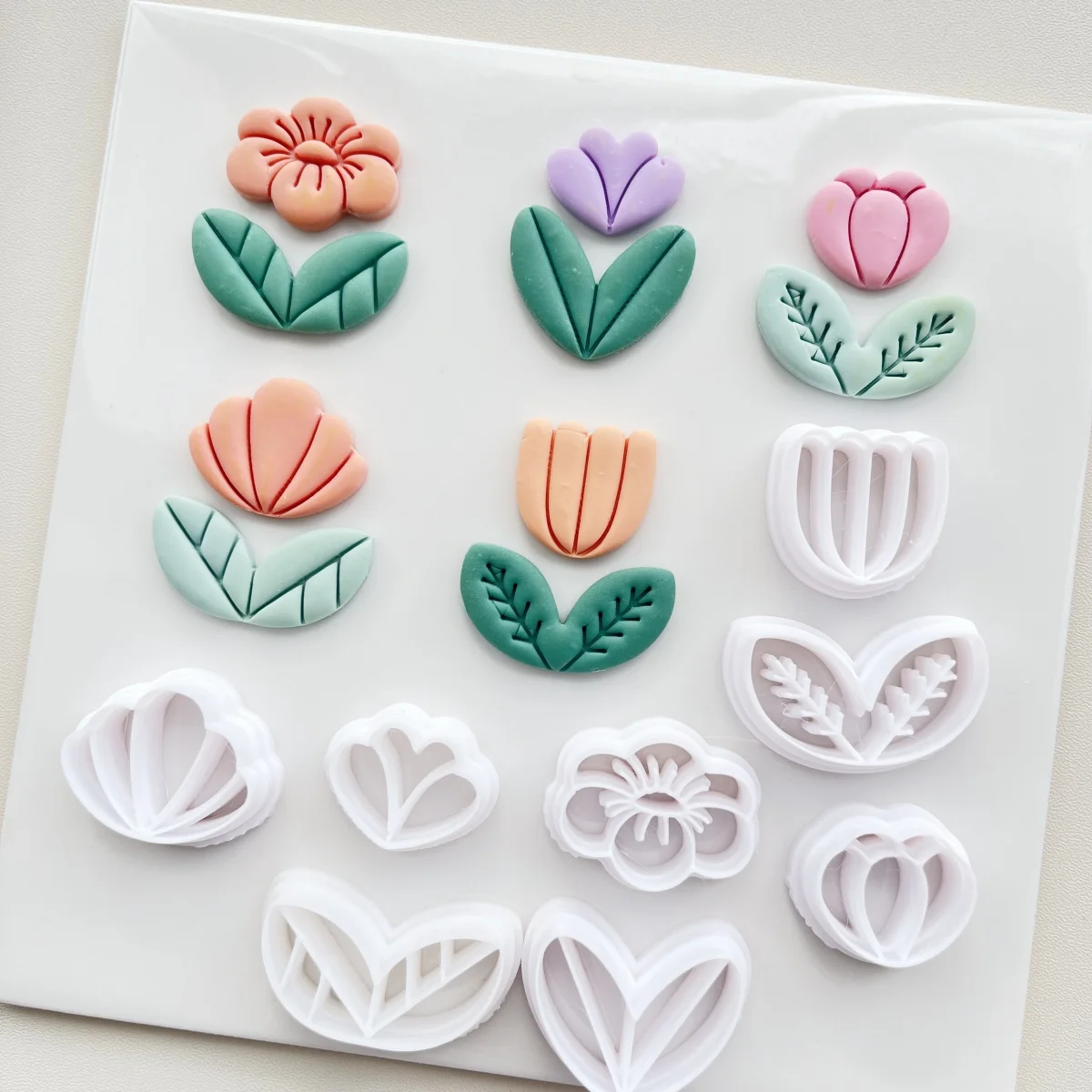 Flower Soft Pottery Earrings Polymer Clay Cutter Hollow Geometric Pattern Mold DIY Ceramic Earrings Jewelry Pendants Clay Tools