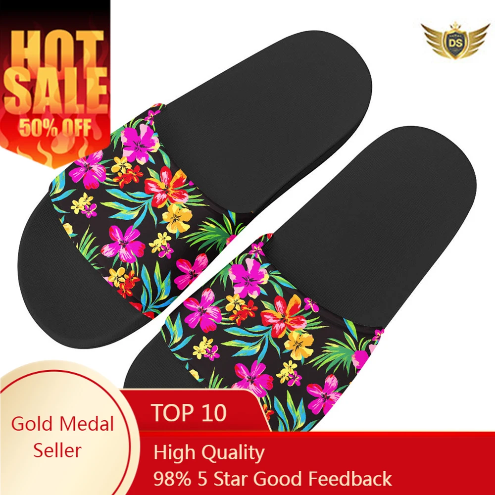 

Hawaiian Floral Print Summer Indoor Slippers Women Sandals Home Flip Flops Ladies Beach Shoes Femmes Sandales Pisos