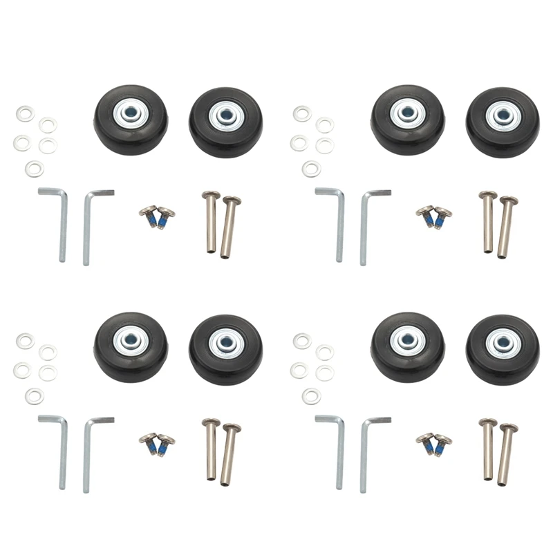 

8Set 45X19mm Luggage Suitcase / Inline Outdoor Skate Replacement Wheels Black