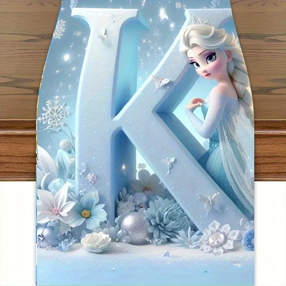 

1 Piece of Christmas Disney Elsa Princess Themed Table Runner, Suitable for Indoor/Outdoor Family Gatherings, Kitchen and Dining Room Decoration