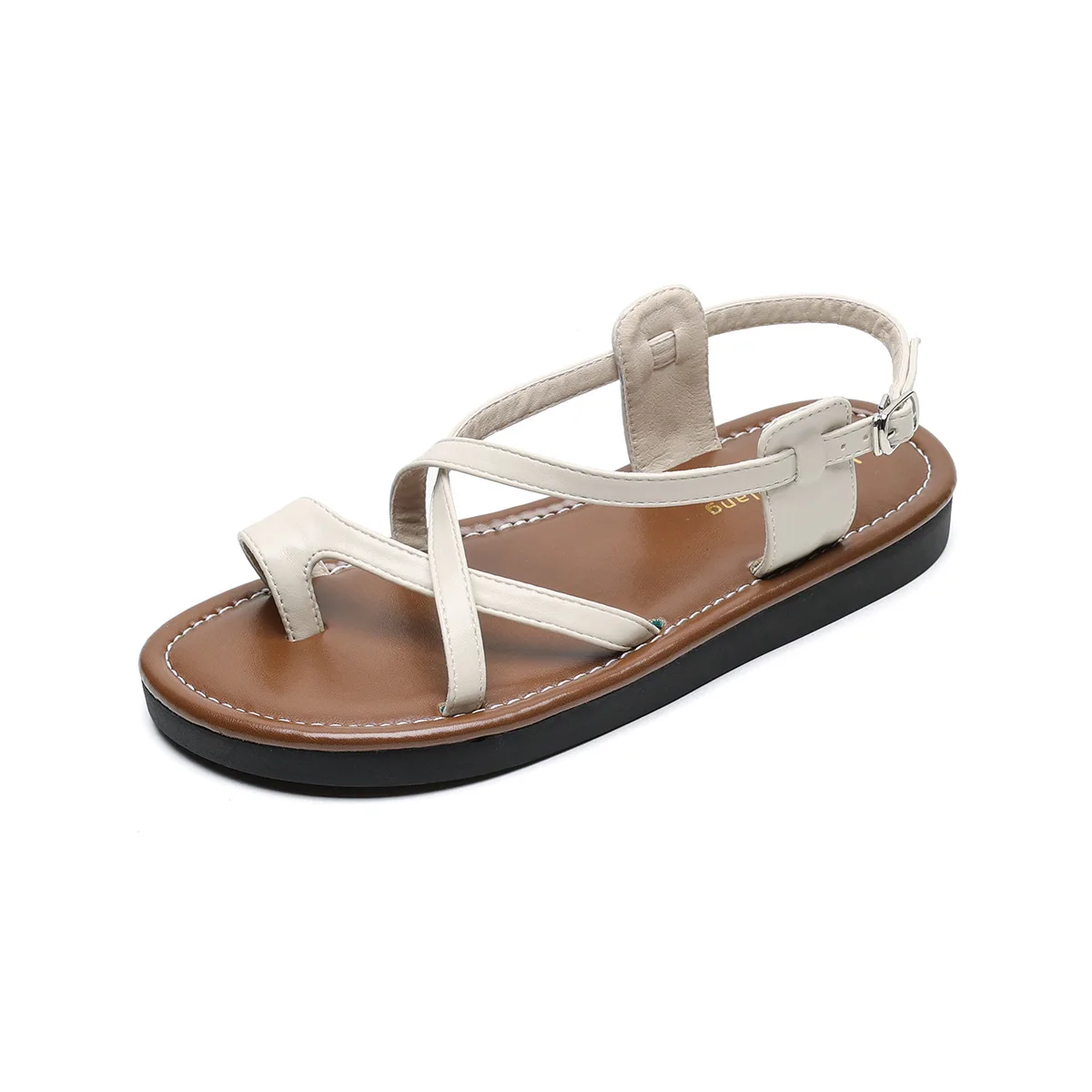 Gorasion Roman Style Sandals Women's Summer Flat Cross-tied Sandal Elegant Front and Rear Strap Clip Toe Sandals Handmade Shoes