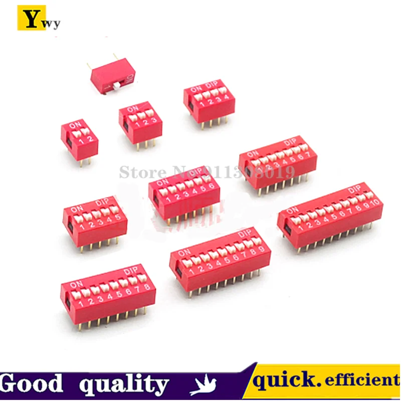

5PCS/LOT Through-hole DIP switch 2.54mm 2/3/4/5/6/7/8/10 positions /12P DIP red toggle switch