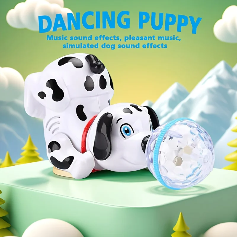インタラクティブなダンシングダルメシアン子犬ロボットおもちゃ、自動で這う、安全なABS電動犬、音楽と障害物回避機能付き