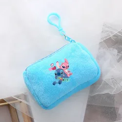 Anime Stitch Mini Plush Coin Purse Cartoon Anime Canvas Square Storage Bag ID KeyCase Handbag Kids Girls Birthday Cute Gifts