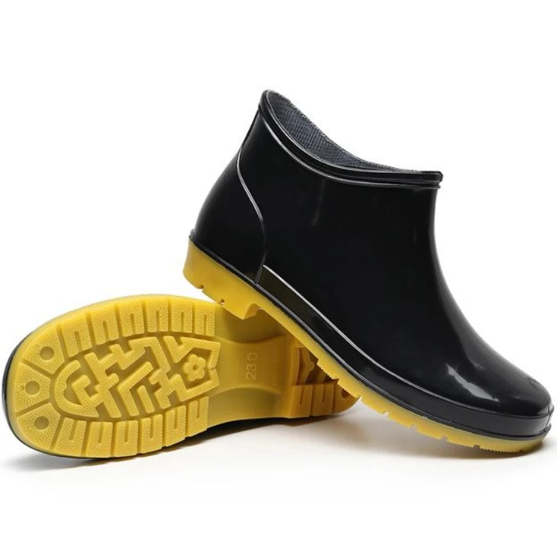 Mens Short Tube Work Rain Boots Chef Kitchen Oil-Proof Waterproof Non-Slip Wear-Resistant Construction Labor Footwear