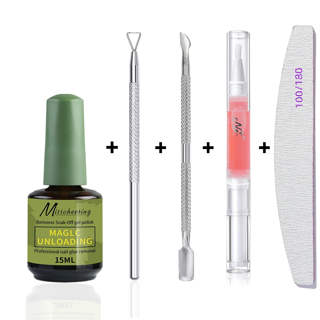 5PCS 15ml Magic ลบชุดเล็บเจล Polish Remover Soak Off UV LED ทําความสะอาดเล็บทําความสะอาดเจลกําจัดด้วยโภชนาการน้ํามัน