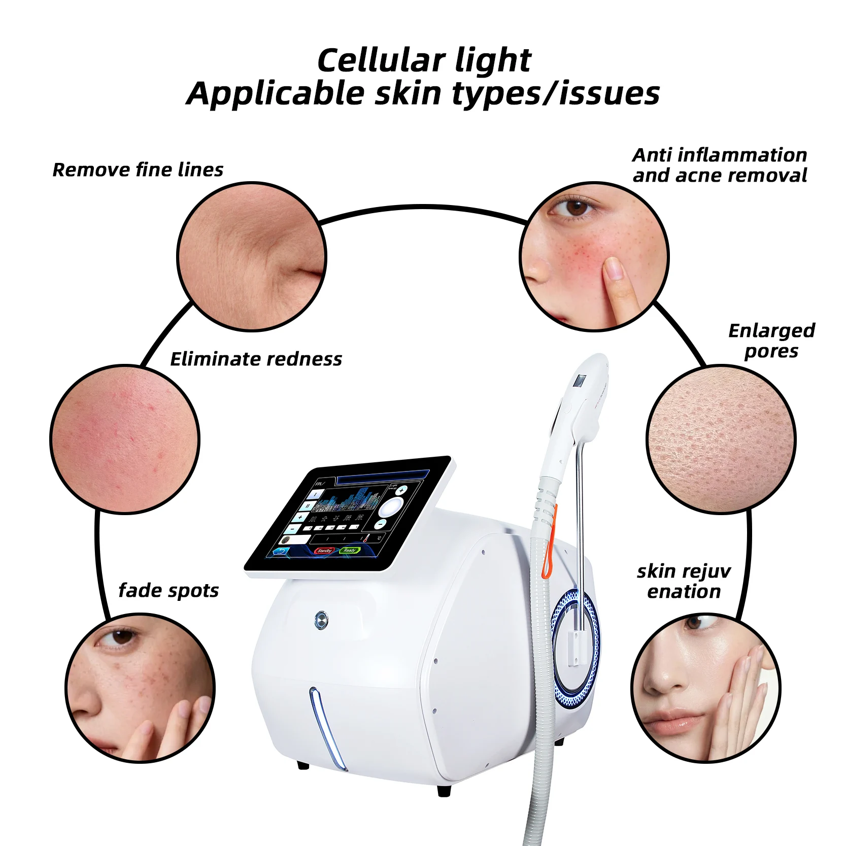 Upgraded BBL IPL Skin Care Machine Vertical Intense Pulsed Light Acne Redness Hair Removal Cell Light Skin Rejuvenation 7 Probes