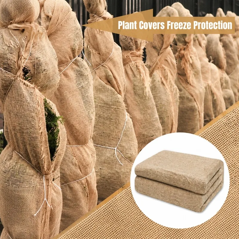 Burlap Garden Plant Cover Fabric Frost Blanket Winter Protection for Flowers Shrubs Vegetable Plants Outdoor Gardening Supplies
