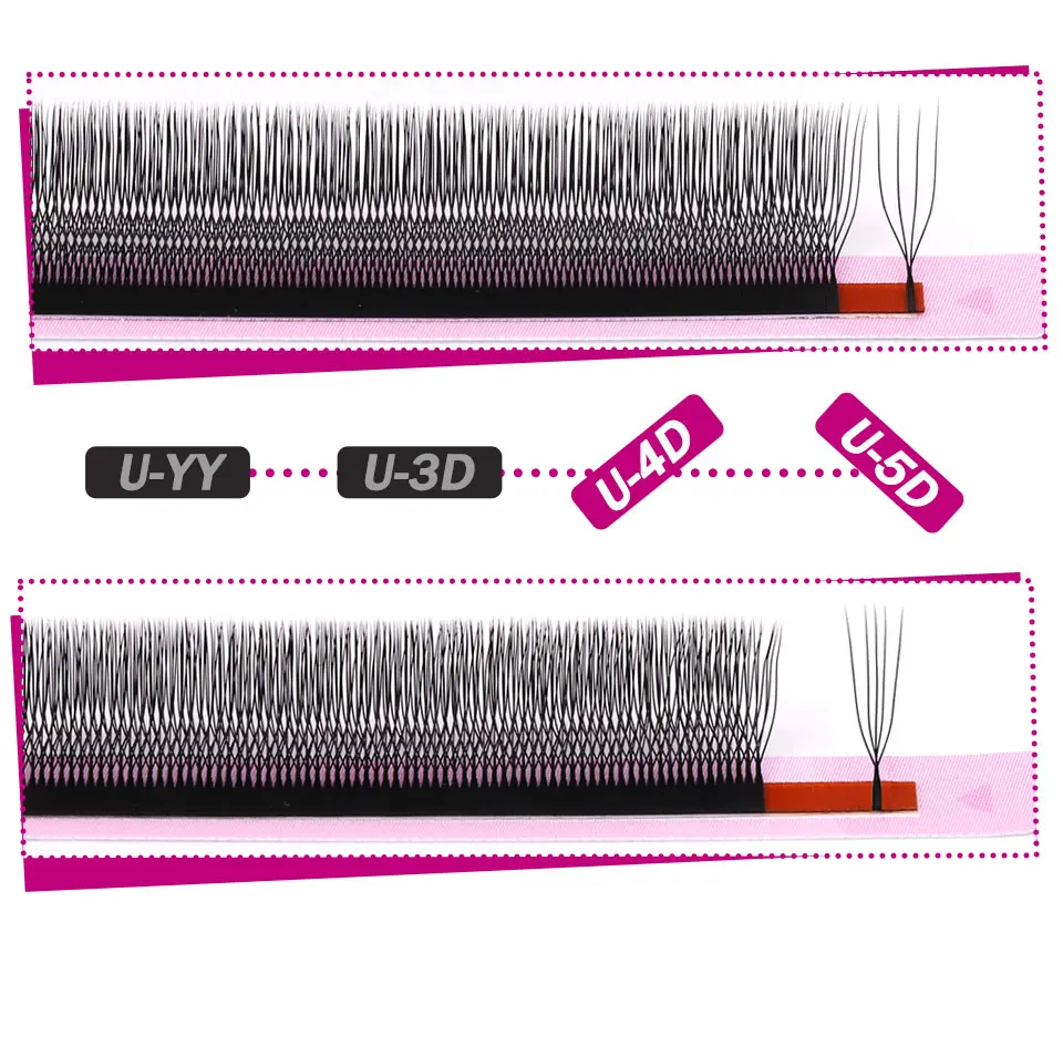 RUJADE U-förmige YY-Wimpernverlängerung, mattschwarz, natürlich, weich, U2D, U3D, U5D, W-förmige Wimpern, vorgefertigte Fächer, handgewebte Bloom-Wimpern – Detail 5